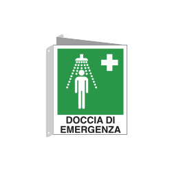 Cartello bifacciale doccia di emergenza EN ISO 7010