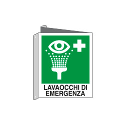 Cartello lavaocchi di emergenza UNI ISO 7010 E011 bifacciale
