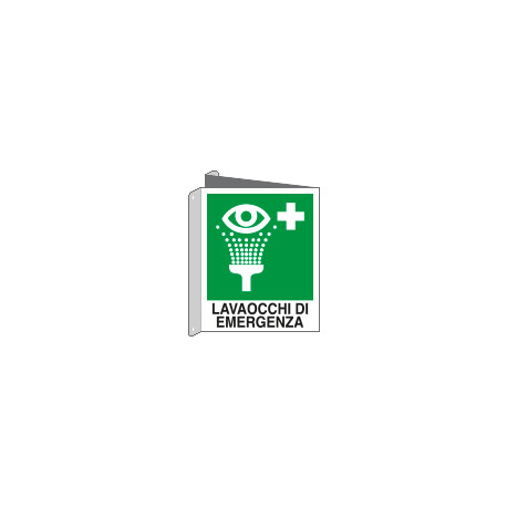 Cartello lavaocchi di emergenza UNI ISO 7010 E011 bifacciale