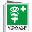 Cartello lavaocchi di emergenza UNI ISO 7010 E011 bifacciale