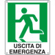Cartello uscita di emergenza sinistra simbolo+testo EN ISO 7010