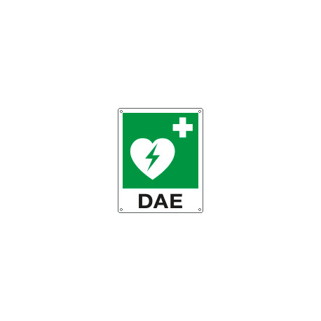Cartello defibrillatore di emergenza simbolo piu' testo EN ISO 7010