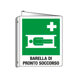 Cartello bifacciale barella pronto soccorso EN ISO 7010