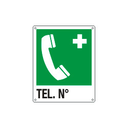 Etichetta adesiva telefono di emergenza TELEFONO N. EN ISO 7010