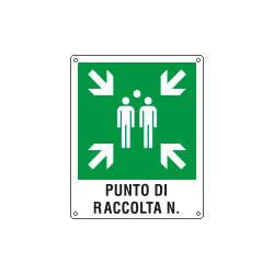 Cartello emergenza punto di raccoilta simbolo+testo EN ISO 7010
