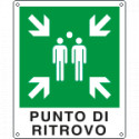 Cartello emergenza punto di ritrovo simbolo+testo EN ISO 7010