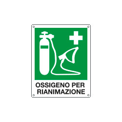 Cartello emergenza ossigeno per rianimazione EN ISO 700 E028