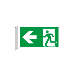 Cartello BIFACCIALE uscita di emergenza freccia a sinistra EN ISO 7010