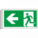 Cartello BIFACCIALE uscita di emergenza freccia a sinistra EN ISO 7010