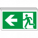 Cartello SOSPESA bifacciale uscita emergenza freccia SX EN ISO 7010