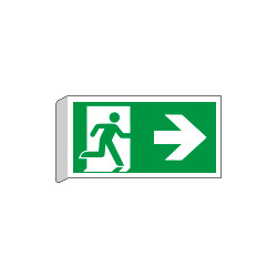 Cartello BIFACCIALE uscita di emergenza freccia a destra EN ISO 7010