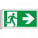 Cartello BIFACCIALE uscita di emergenza freccia a destra EN ISO 7010