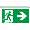 Cartello SOSPESA bifacciale uscita emergenza freccia DX EN ISO 7010