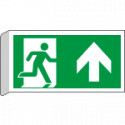 Cartello uscita di emergenza freccia avanti EN ISO 7010 BIFACCIALE