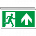 Cartello SOSPESO bifacciale uscita emergenza fr. avanti EN ISO 7010