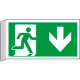 Cartello BIFACCIALE uscita di emergenza freccia indietro EN ISO 7010