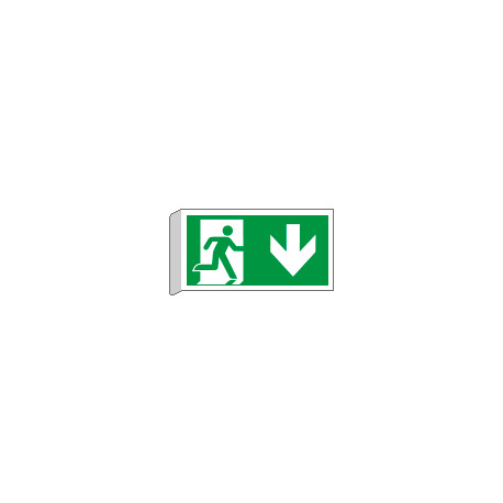 Cartello BIFACCIALE uscita di emergenza freccia indietro EN ISO 7010