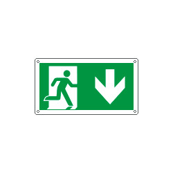 Cartello uscita di emergenza freccia indietro EN ISO 7010