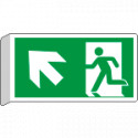 Cartello BIFACCIALE uscita di emergenza freccia alto a sx EN ISO 7010