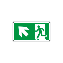 Cartello uscita di emergenza freccia in alto a sinistra EN ISO 7010
