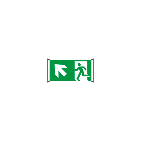 Cartello uscita di emergenza freccia in alto a sinistra EN ISO 7010