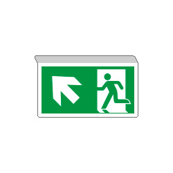 Cartello SOSPESO bifacciale uscita emergenza NORD OVEST EN ISO 7010