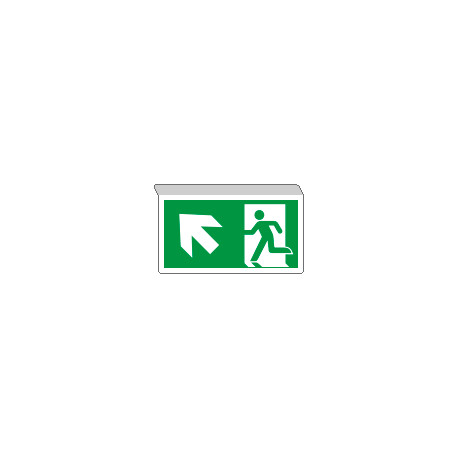Cartello SOSPESO bifacciale uscita emergenza NORD OVEST EN ISO 7010