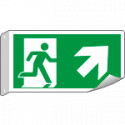 Cartello BIFACCIALE uscita di emergenza freccia in alto dx EN ISO 7010