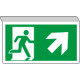 Cartello SOSPESO bifacciale uscita emergenza freccia ds alto ISO 7010
