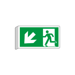 Cartello BIFACCIALE uscita di emergenza freccia basso sx EN ISO 7010