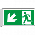 Cartello BIFACCIALE uscita di emergenza freccia basso sx EN ISO 7010