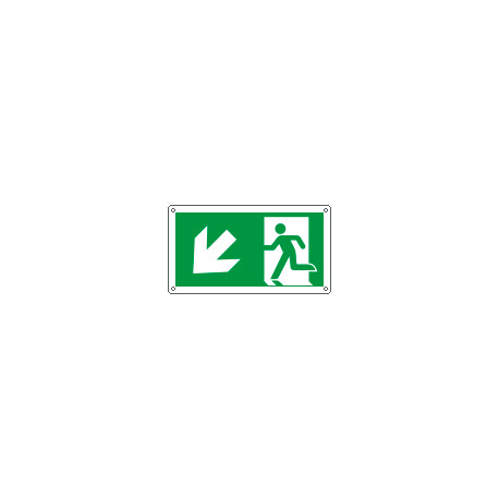 Cartello uscita di emergenza freccia in basso a sinistra EN ISO 7010