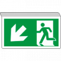 Cartello SOSPESO bifacciale uscita emergenza freccia sn basso ISO 7010