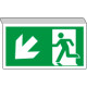 Cartello SOSPESO bifacciale uscita emergenza freccia sn basso ISO 7010