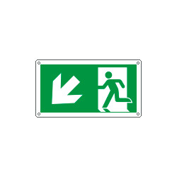 Cartello uscita di emergenza freccia in basso a sinistra EN ISO 7010