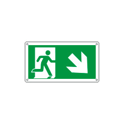 Cartello uscita di emergenza freccia in basso a destra EN ISO 7010