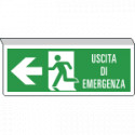 Cartello SOSPESO bifacciale uscita emergenza freccia sx EN ISO 7010