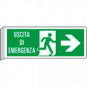 Cartello BIFACCIALE uscita emergenza freccia a destra EN ISO 7010