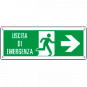 Etichetta uscita di emergenza freccia a destra con scritta EN ISO 7010