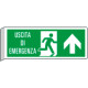 Cartello BIFACCIALE uscita emergenza avanti con scritta EN ISO 7010