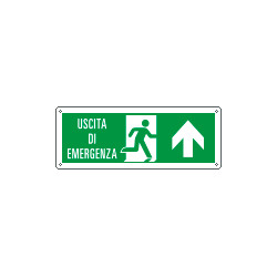 Cartello uscita di emergenza freccia avanti Uscita Em. EN ISO 7010