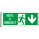 Cartello BIFACCIALE uscita emergenza indietro con scritta EN ISO 7010