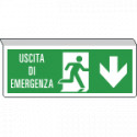 Cartello SOSPESO bifacciale uscita emergenza freccia indietro ISO 7010