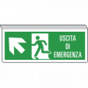 Cartello SOSPESO bifacciale uscita emergenza freccia alto sx ENISO7010