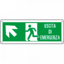 Cartello uscita di emergenza freccia alto sx Uscita Em. EN ISO 7010