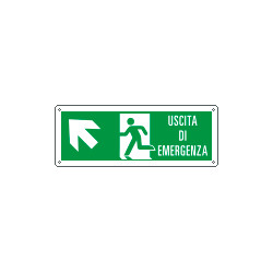 Cartello uscita di emergenza freccia alto sx Uscita Em. EN ISO 7010