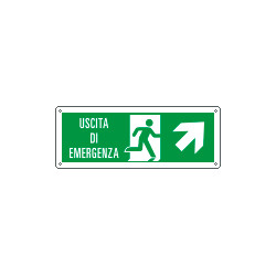 Cartello uscita di emergenza freccia alto dx Uscita Em. EN ISO 7010