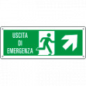 Etichetta uscita di emergenza freccia alto dx Uscita Em. EN ISO 7010