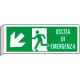 Cartello BIFACCIALE uscita emergenza in basso sn +scritta EN ISO 7010