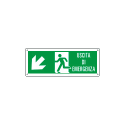 Cartello uscita di emergenza freccia basso sx Uscita Em. EN ISO 7010